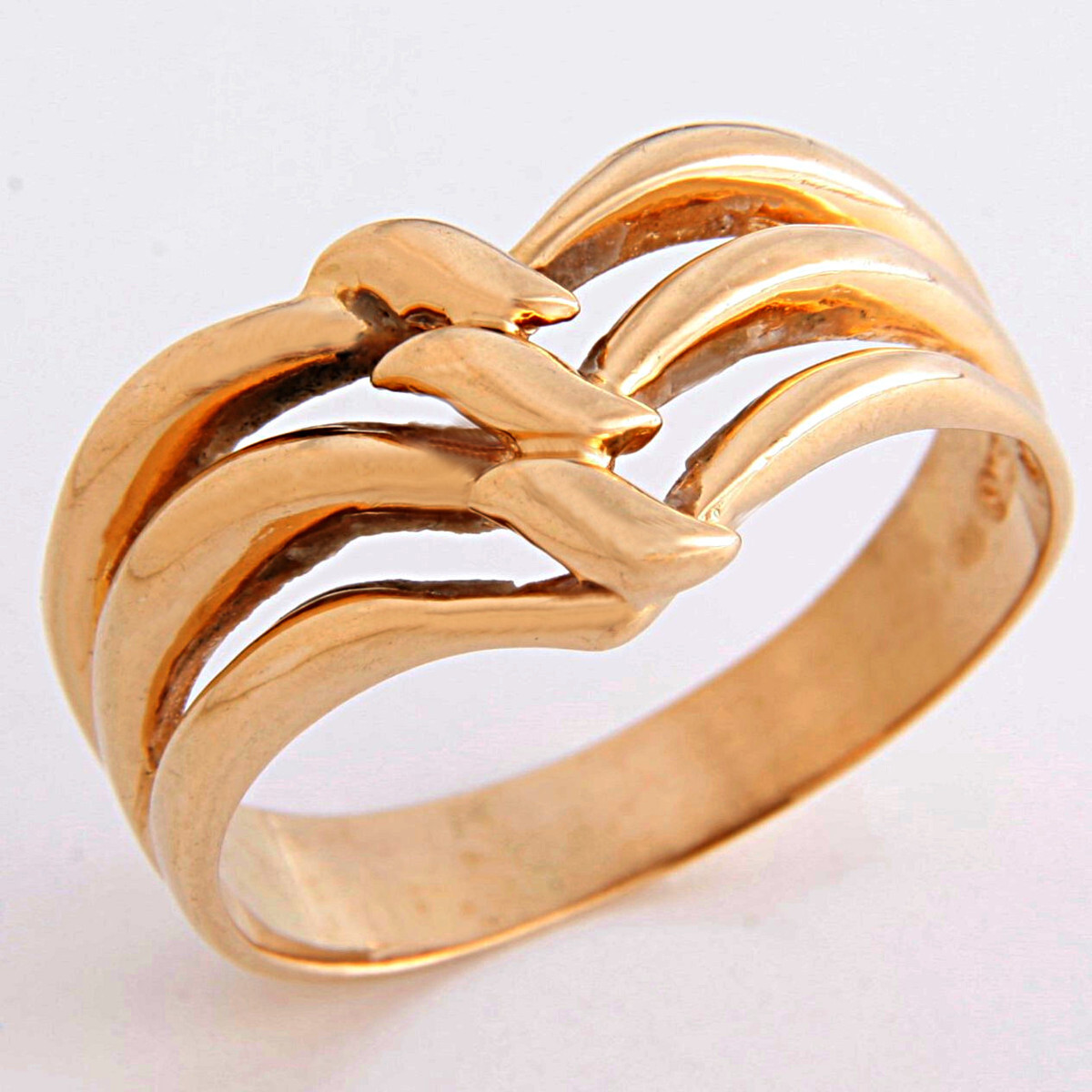 ★☆見て!K18金ゴールドV字スリーラインリング指輪10.5号!MJ-2324拍卖