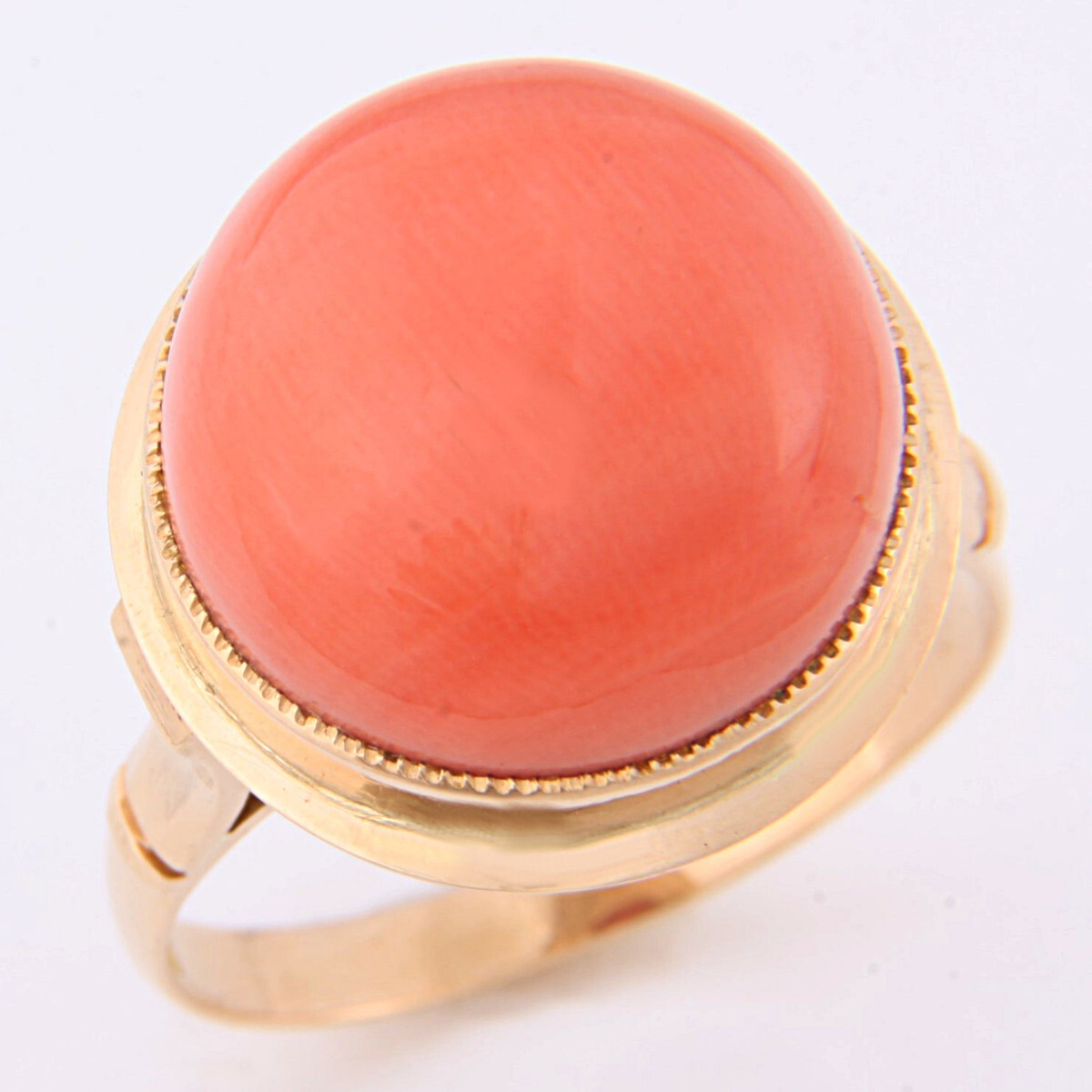 ★☆見て!K18金千本透かし枠13.8mm天然サンゴリング指輪14号!★☆MJ-2364拍卖