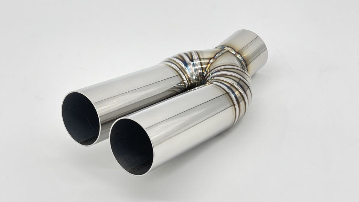 マフラーカッターエビ管15度跳ね上げデュアルマフラー出口直切り50.8φ入口50.8φ サイズ変更等可能!拍卖