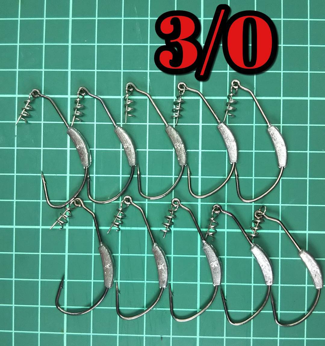オフセットフック 3/0 2g 10本セット シンカー付き ワーム用 :バス釣り ルアー ウェイテッドフック ブレディ拍卖