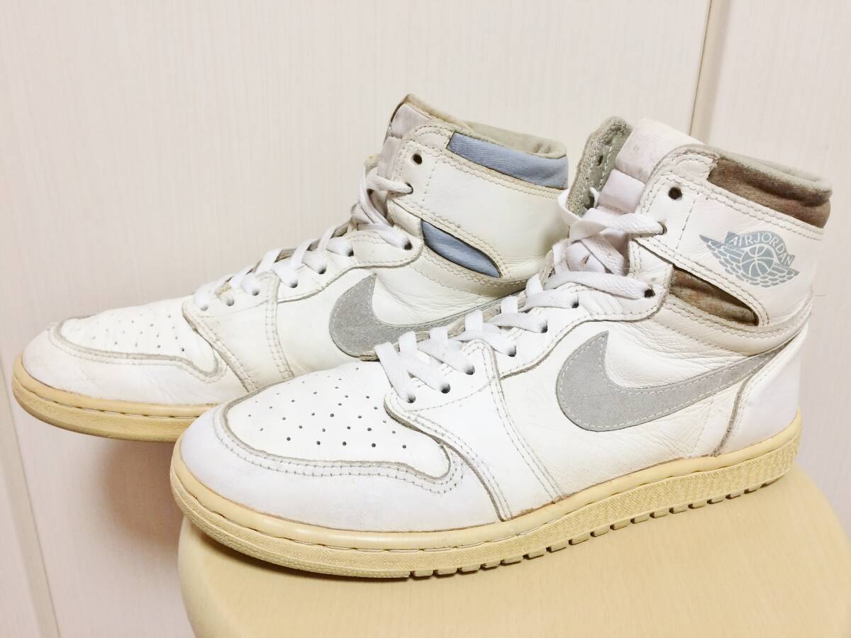 85's NIKE/ナイキ AJ1 エアージョーダン1白xグレー オリジナル US10 ビンテージ拍卖