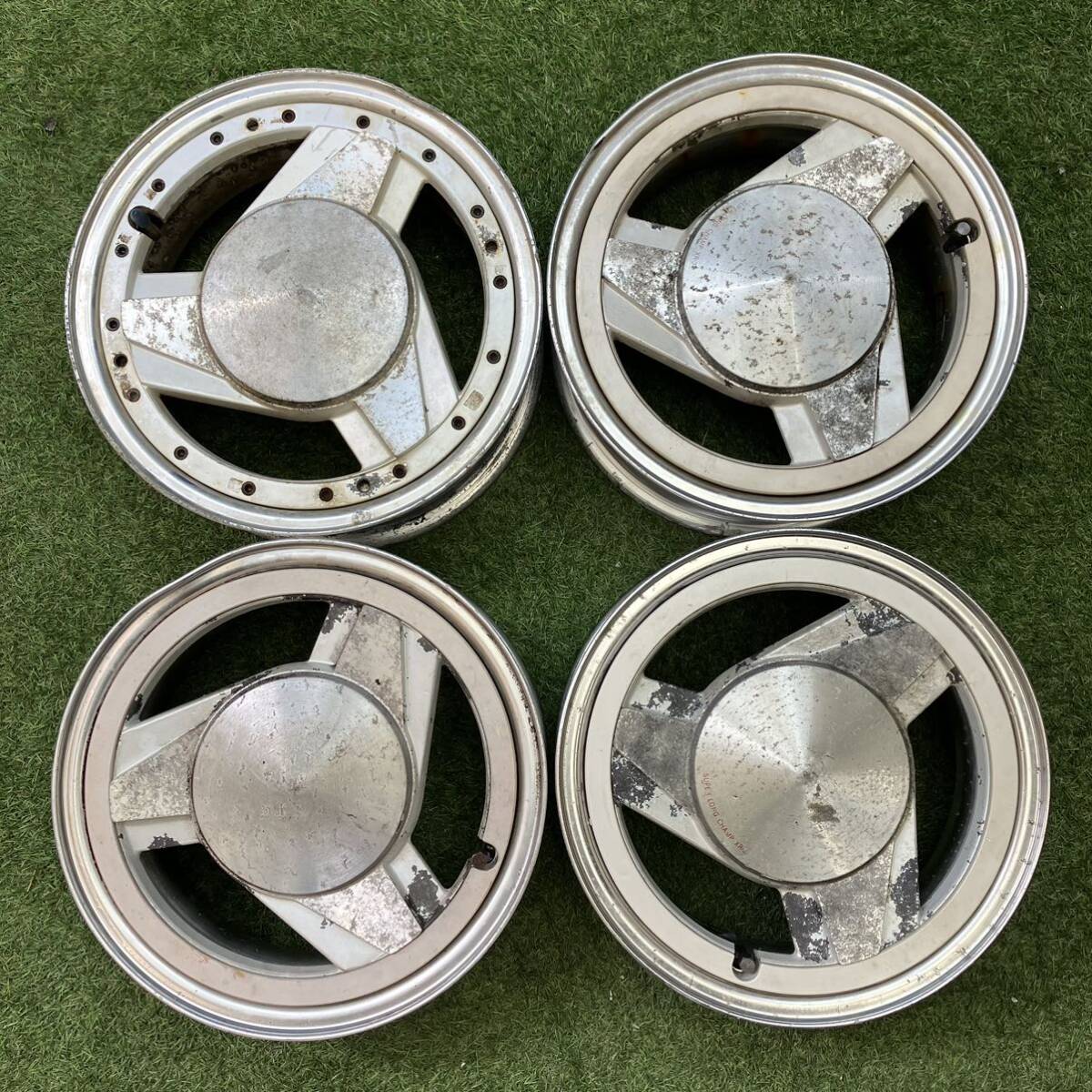 【0165】中古品★12インチ 4.5JJ Speed Star SUPER LONG CHAMP XR-3 12×4.5JJ +38 PCD110 4穴 ハブ径73 アルミホイール4本セット拍卖