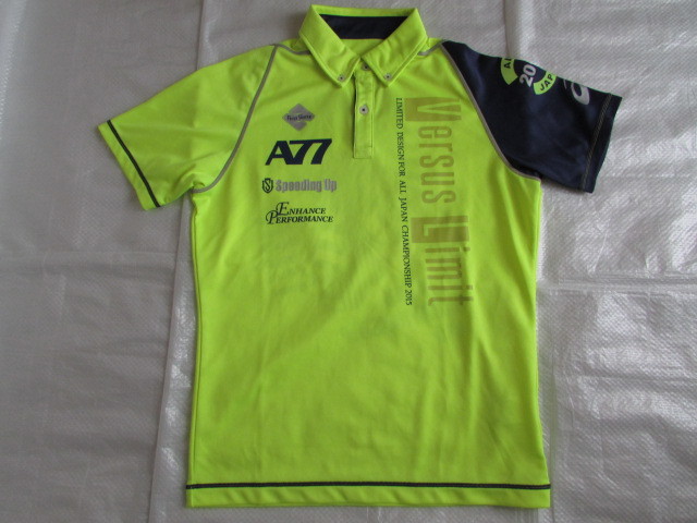 SSサイズ asics A77 半袖 インハイ ポロ シャツ アシックス ほぼ新品 1回使用 きれい ボタンダウン 蛍光イエロー系 157~163㎝ ALL JAPAM拍卖