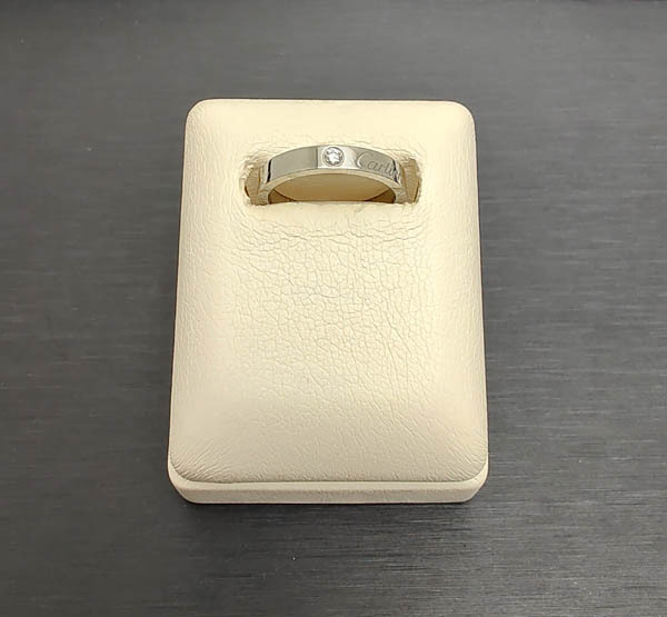 中古品 カルティエ エングレーブドウェディングリング Pt950 ダイヤモンド拍卖