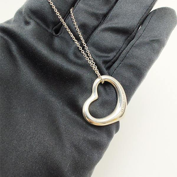 中古品 ティファニー オープンハートネックレス エルサペレッティ ビーンズ SV925 10.0g 45cm拍卖