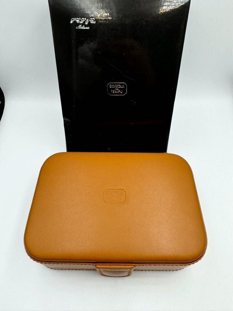 未使用品 スカトラ・デル・テンポ 時計ケース ブラウン レザー ジュエリーケース ベルトケース SCATOLA del TEMPO ボックス 拍卖