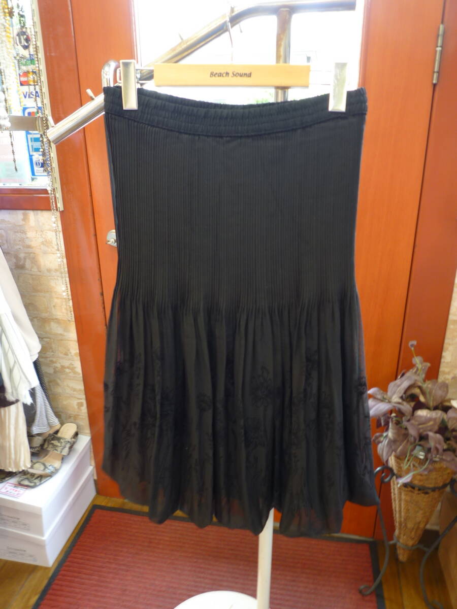 【0719-8】上品な黒プリーツスカート M-L 拍卖