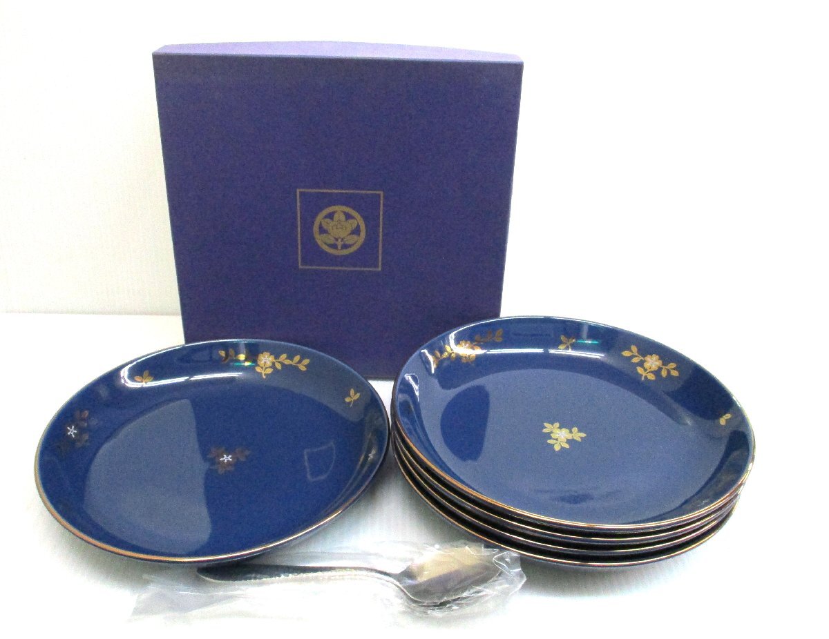 ★ 97596 たち吉 カレー皿 花の詩セット 5皿/ 18-8ステンレス スプーン付 947-109 φ23 × 高さ3.8㎝ 未使用 長期保管品 ★拍卖