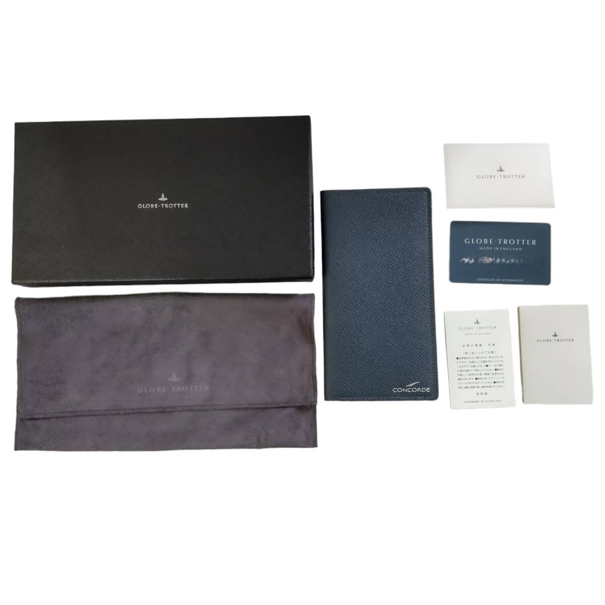 【ほぼ未使用品】GLOBE-TROTTER グローブトロッター コンコルド JETレザー 長財布 ネイビー メンズ長財布 タグ ギャラカードあり L67371RK拍卖