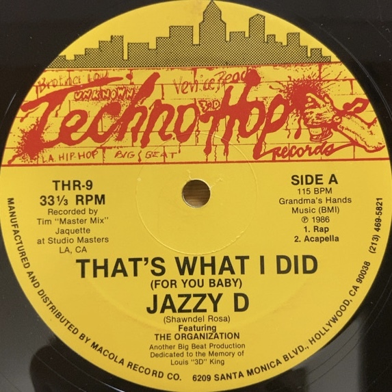 JAZZY D FEATURING THE ORGANIZATION THAT'S WHAT I DID (FOR YOU BABY) 12インチ シングル拍卖