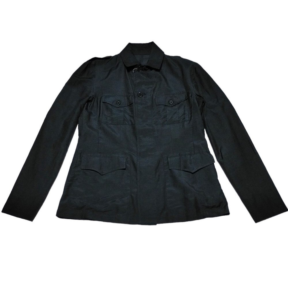 新品正規70%OFF BUONA GIORNATA BG ボナジョルナータ シャツ M 黒 コットンシルク素材 ミリタリーデザイン 春夏 q0119m拍卖