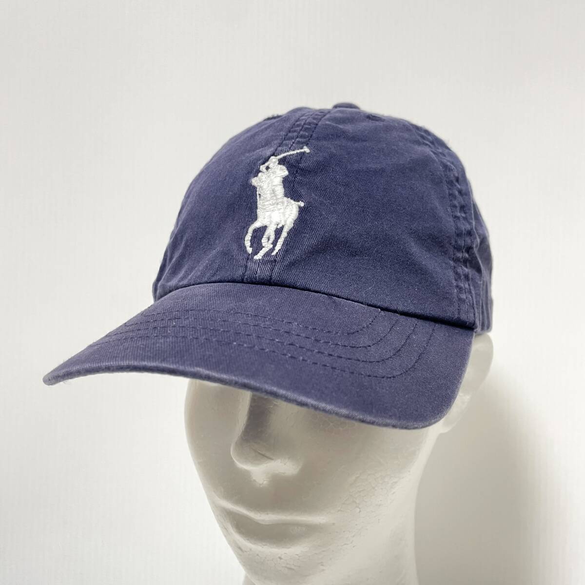 Ralph Lauren ラルフローレン 6パネルキャップ 褪せ紺 刺ロゴ キッズ53cm 4-7才拍卖