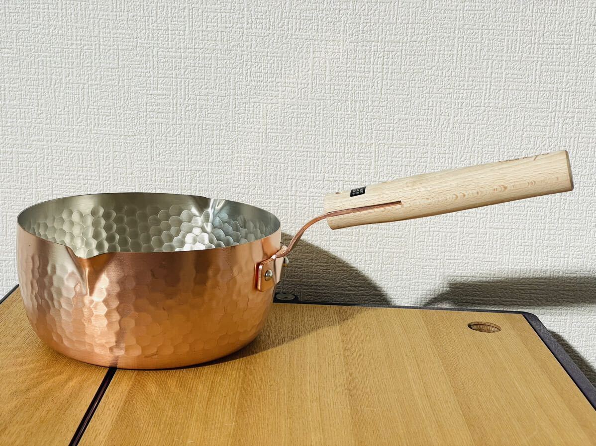 美品 未使用 dancyu/ダンチュウ 純銅雪平鍋 DA-29 ガス火・IH対応 18cm 銅製 片手鍋 長期保管拍卖