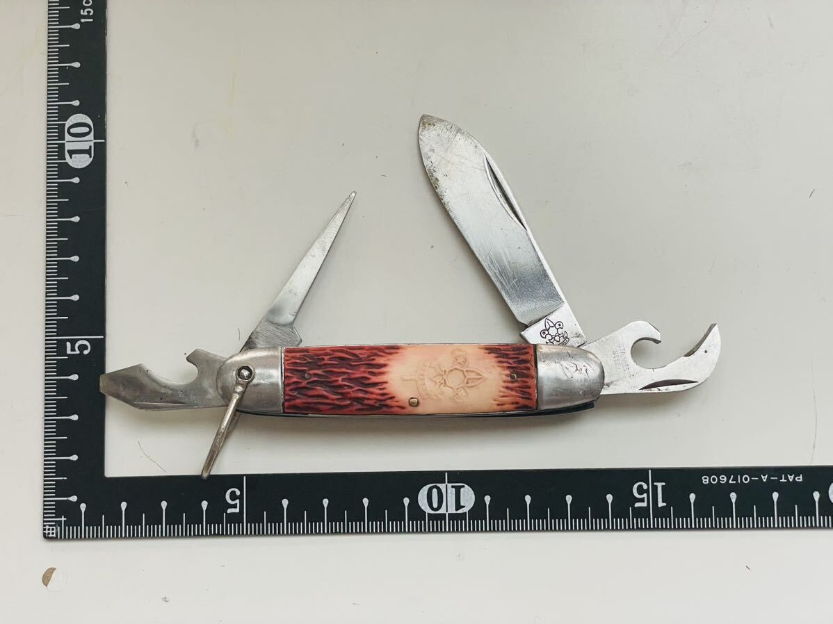 昭和レトロ ボーイスカウト サバイバルナイフ キャンプ アウトドア マルチツール 災害時 そなえよつねに 現状品拍卖