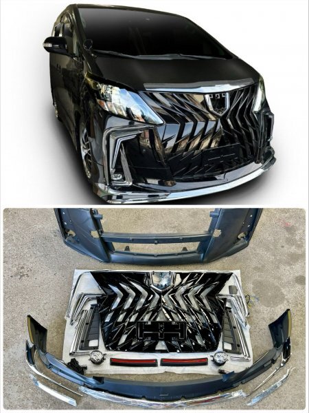 【30ルック】20 アルファード 前期 後期 H20/5~H27/1 フロントバンパー + フロントハーフ イルミブレード メッキパーツ グリル一式 ①拍卖