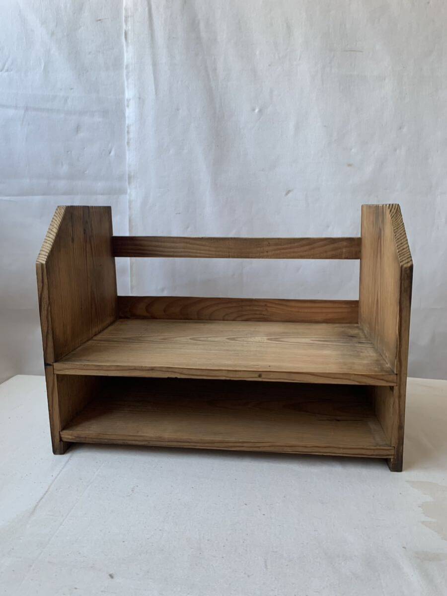 経年の雰囲気が素敵な卓上木製本立てブックスタンド インテリアディスプレイ古道具昭和レトロアンティークビンテージ什器古家具無垢材雑貨拍卖