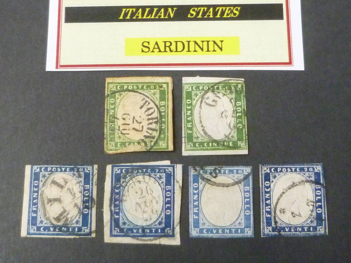 24 M №10 イタリア切手 SARDININ 1853-63年 SC#10・12 色違含 2種 計6枚 使用済 ※説明欄必読拍卖