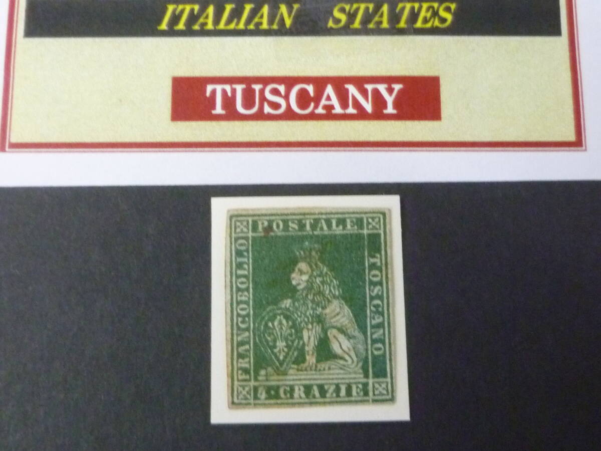 24 M №22 イタリア切手 TUSCANY 1851-52年 SC#6 4cr 透かし有 未使用OH・一部うすみ有 【近年版SC評価 $8,800】 ※説明欄必読拍卖