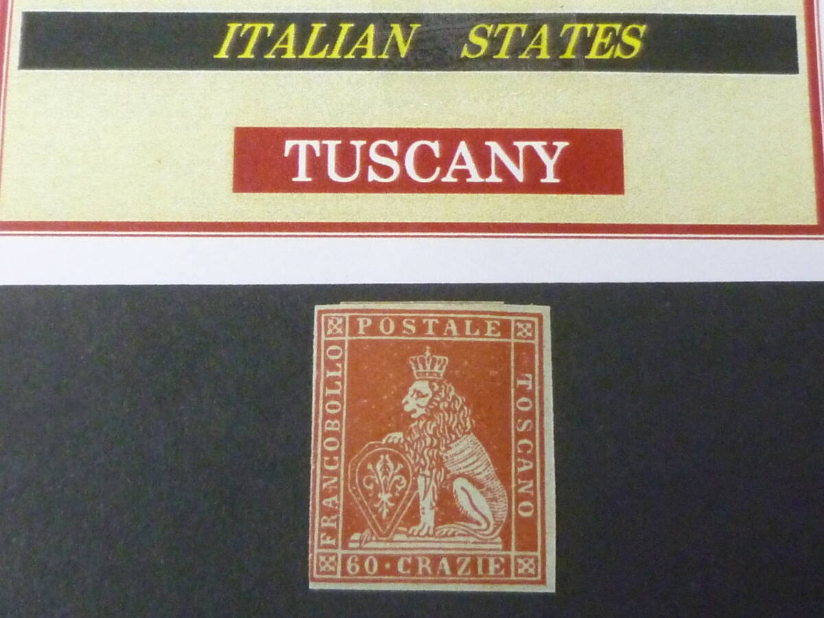 24 M №23 イタリア切手 TUSCANY 1851-52年 SC#9 60cr 再版 透かし無 未使用OH ※説明欄必読拍卖