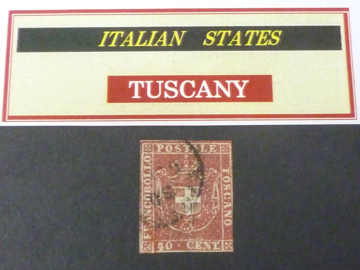 24 M №29 イタリア切手 TUSCANY 1860年 SC#21 40c 透かし有 使用済 【近年版SC評価 $360】 ※説明欄必読拍卖