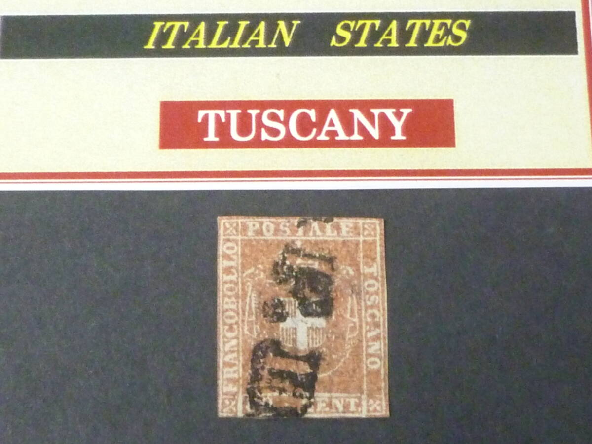 24 M №30 イタリア切手 TUSCANY 1860年 SC#22 80c 透かし有 使用済 【近年版SC評価 $1,500】 ※説明欄必読拍卖