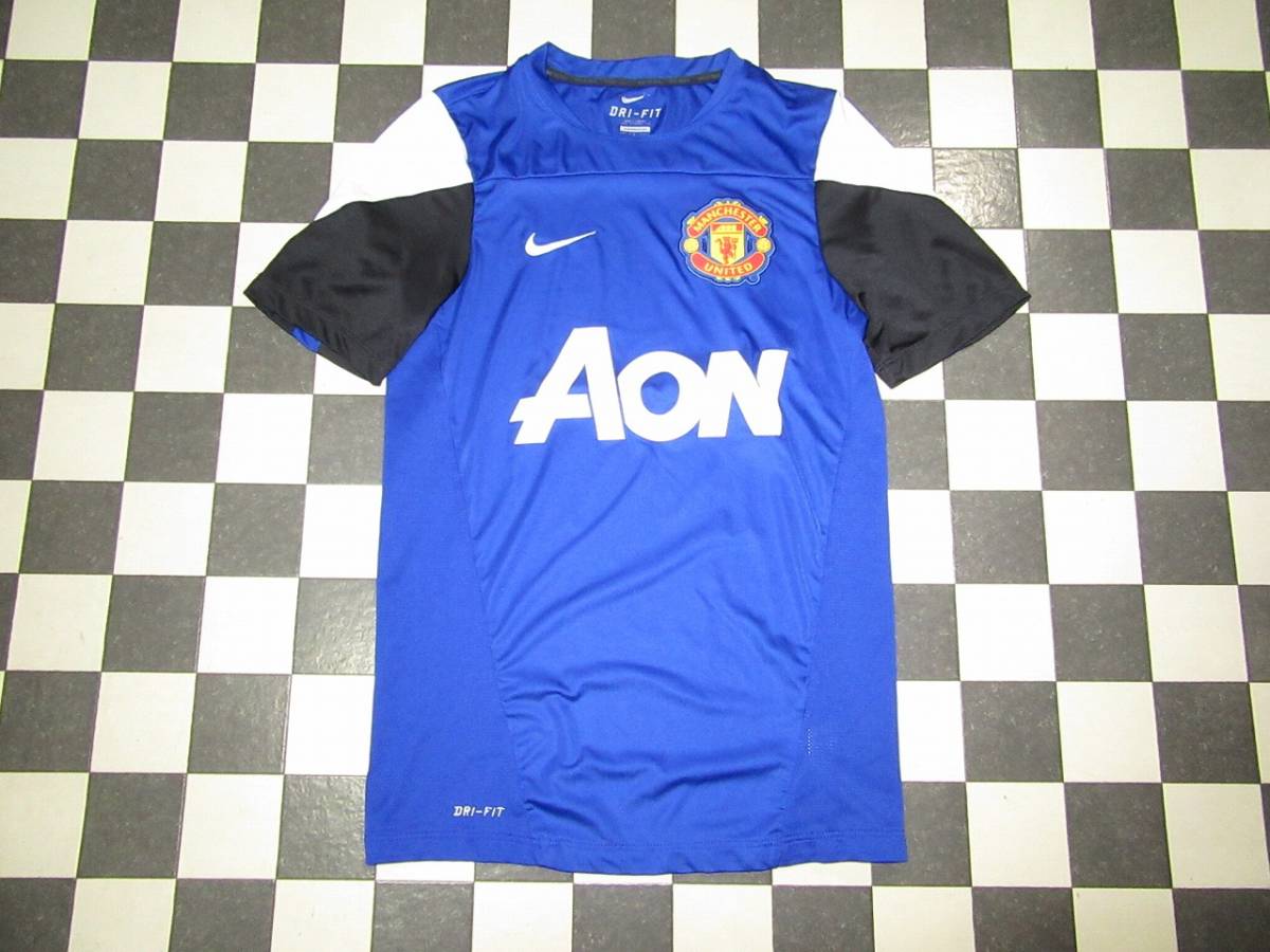 ★NIKE/ナイキ★S マンチェスターユナイテッド 13/14 DRI-FIT トレーニングトップ 半袖(ブルー×ブラック)拍卖