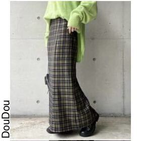 DouDou スカート ロングスカート チェックマーメイドフレアスカート ドゥドゥ ボトムス レディース36サイズ 美品 大人可愛い拍卖