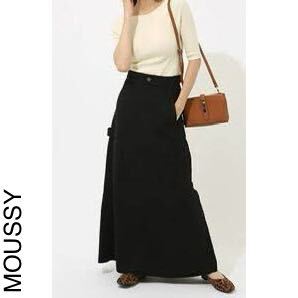 MOUSSY ロングスカート ペインター フレア マキシスカート レディースSサイズ ブラック ステッチ スリット マウジー ボトムス 美品拍卖