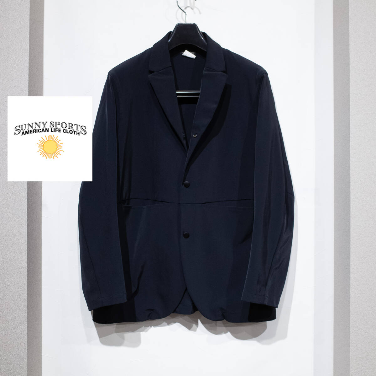 【日本製】L / SUNNY SPORTS サニースポーツ ACTIVE 3D JACKET ストレッチ 3B ジャケット 黒紺 コットンポリウレタン スナップボタン拍卖