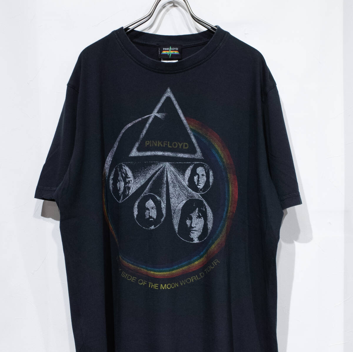 L / 公式 Pink Floyd ピンクフロイド 狂気 ツアー 復刻 バンド ロック プログレ Tシャツ TEE 黒 ブラック プリント バンT 古着 ライブT拍卖