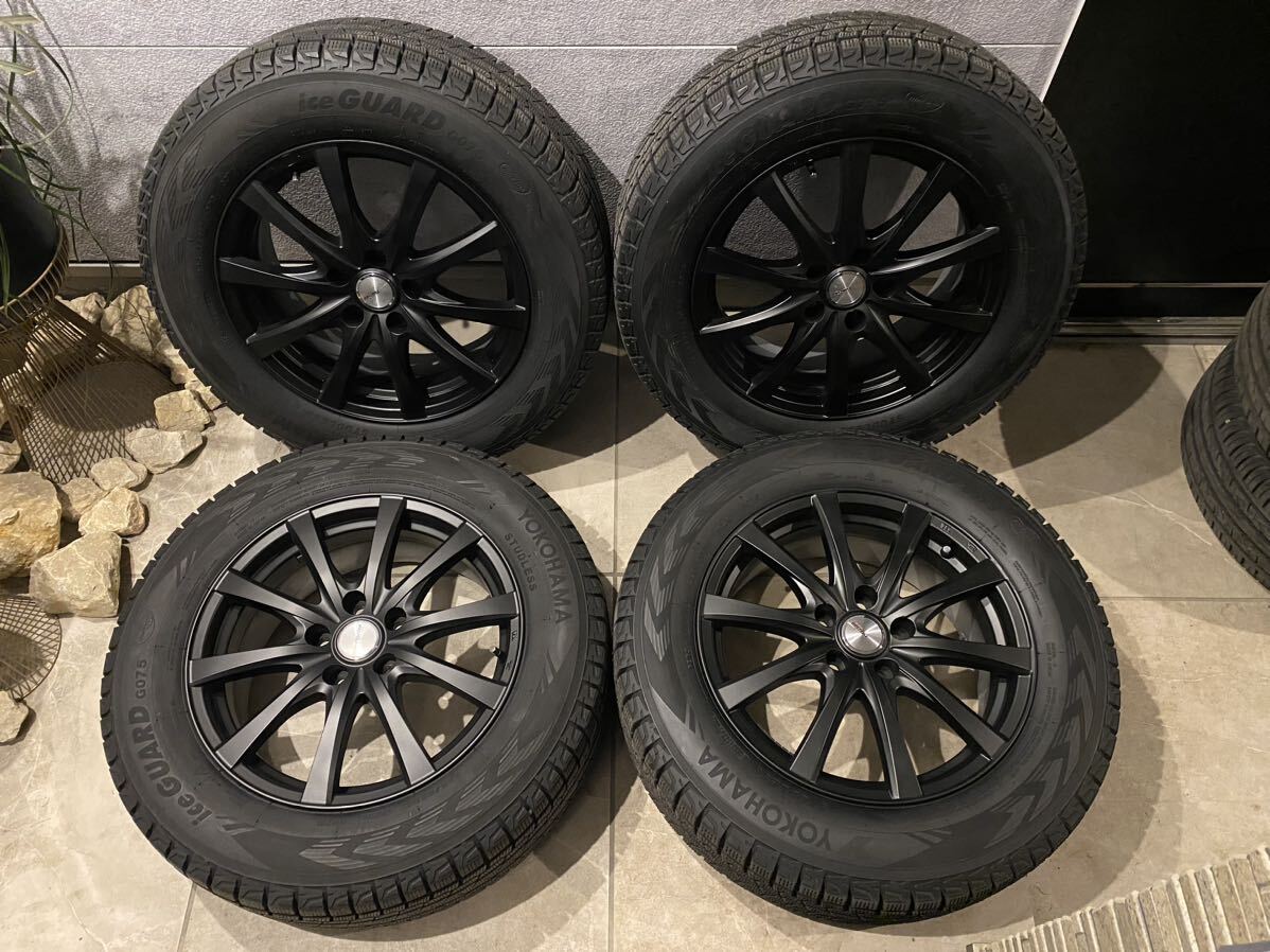 超超バリ山!2018年製17インチアルミ&スタッドレス4本 約8〜9分山 225/65R17 PCD114.3/5穴7J+47 マットブラック ハリアー/デリカD:5拍卖