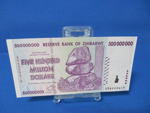 ジンバブエ 5億ドル旧紙幣☆2008年/新品未使用/ピン札/ハイパーインフレ紙幣/z拍卖