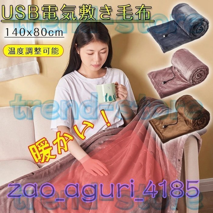 電気毛布 USB 大判 フランネル素材 電気敷き毛布 3段階温度調整 暖かい 省エネ 電気ひざ掛け 肩掛け 膝掛け 掛け敷き兼用 洗える 丸洗い拍卖