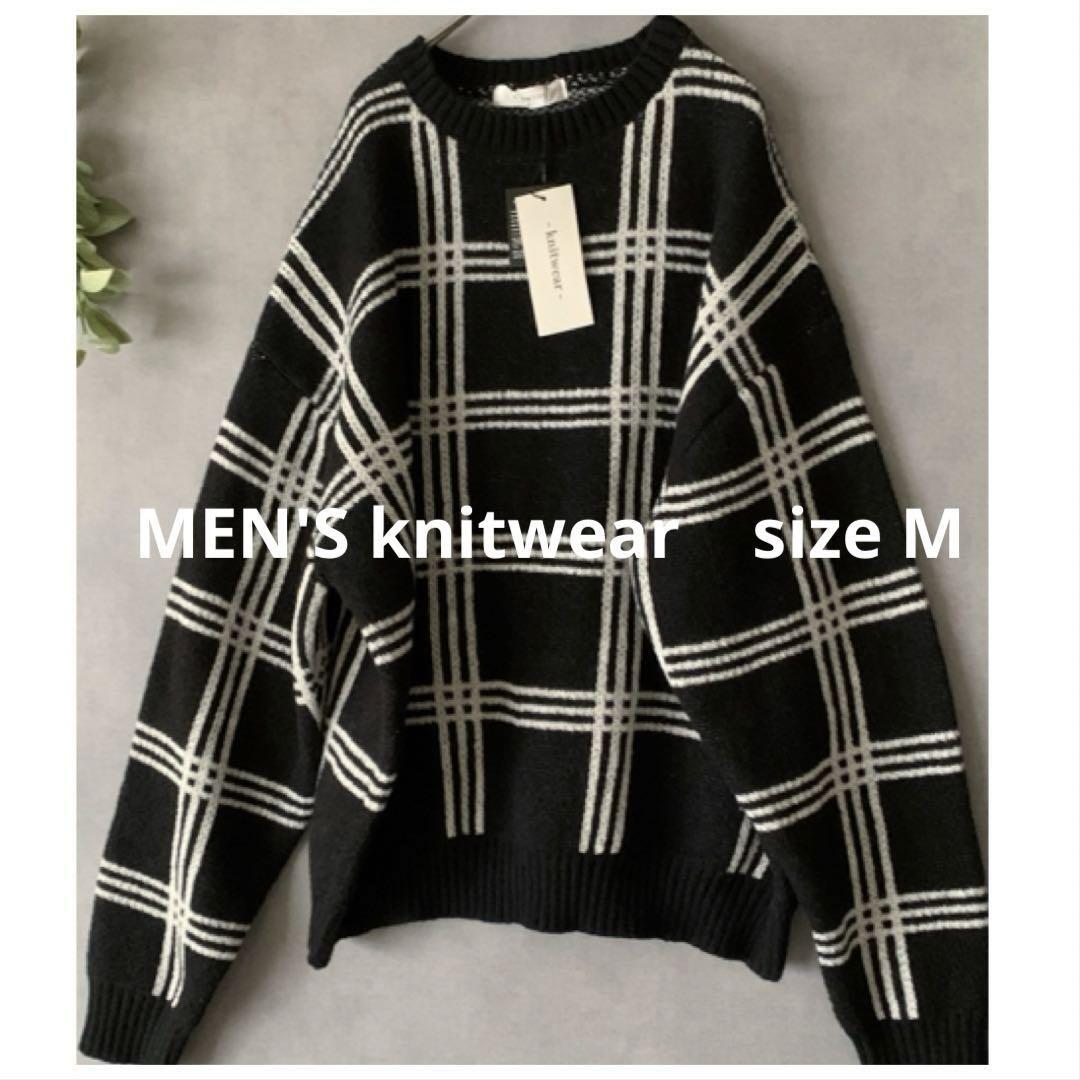 【新品未使用】knitwear 黒チェックニット拍卖