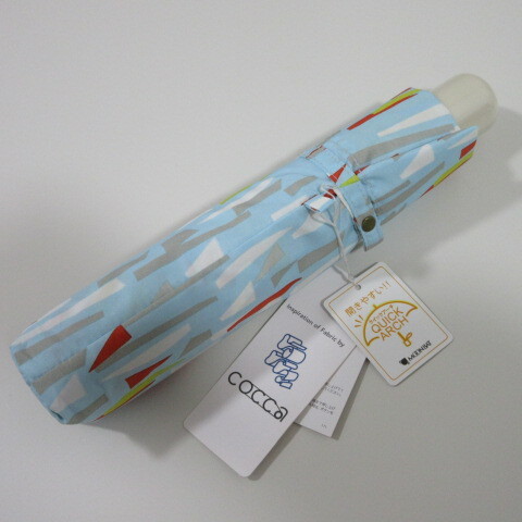 レディース傘/折りたたみ雨傘【COCCA】コッカ 折りたたみ傘 開きやすいクイックアーチ/ライトブルー拍卖