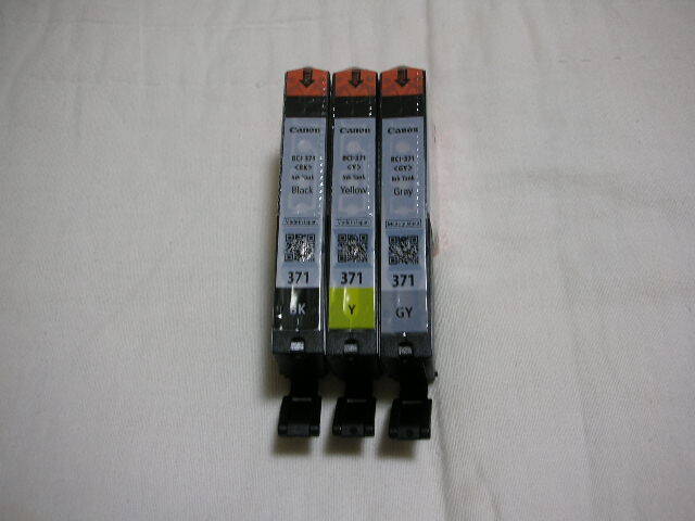 ★新品 CANON キヤノン 純正 インク カートリッジ BCI-371Y イエロー BCI-371GY グレー BCI-371BK ブラック 3個セット★拍卖