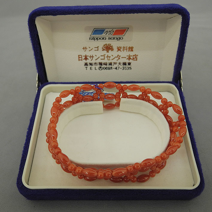 (182)天然サンゴ 珊瑚 さんご 日本サンゴセンター NIPPON SANGO 高知市 ブレスレット 17㎝ 中古 美品 拍卖
