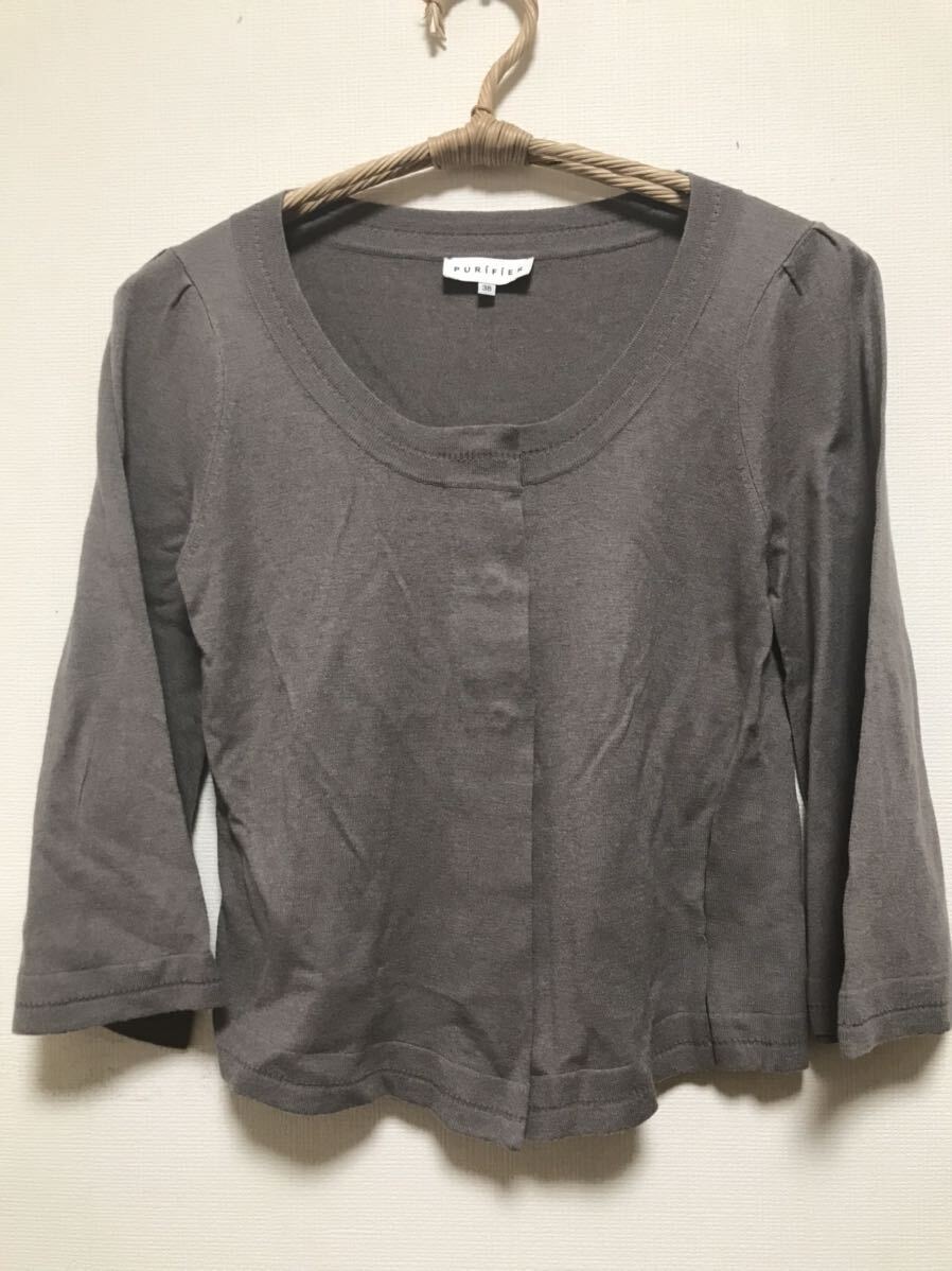 中古 PURIFIER ピュリフィエ カーディガンボレロ グレー 38サイズカーディガン拍卖