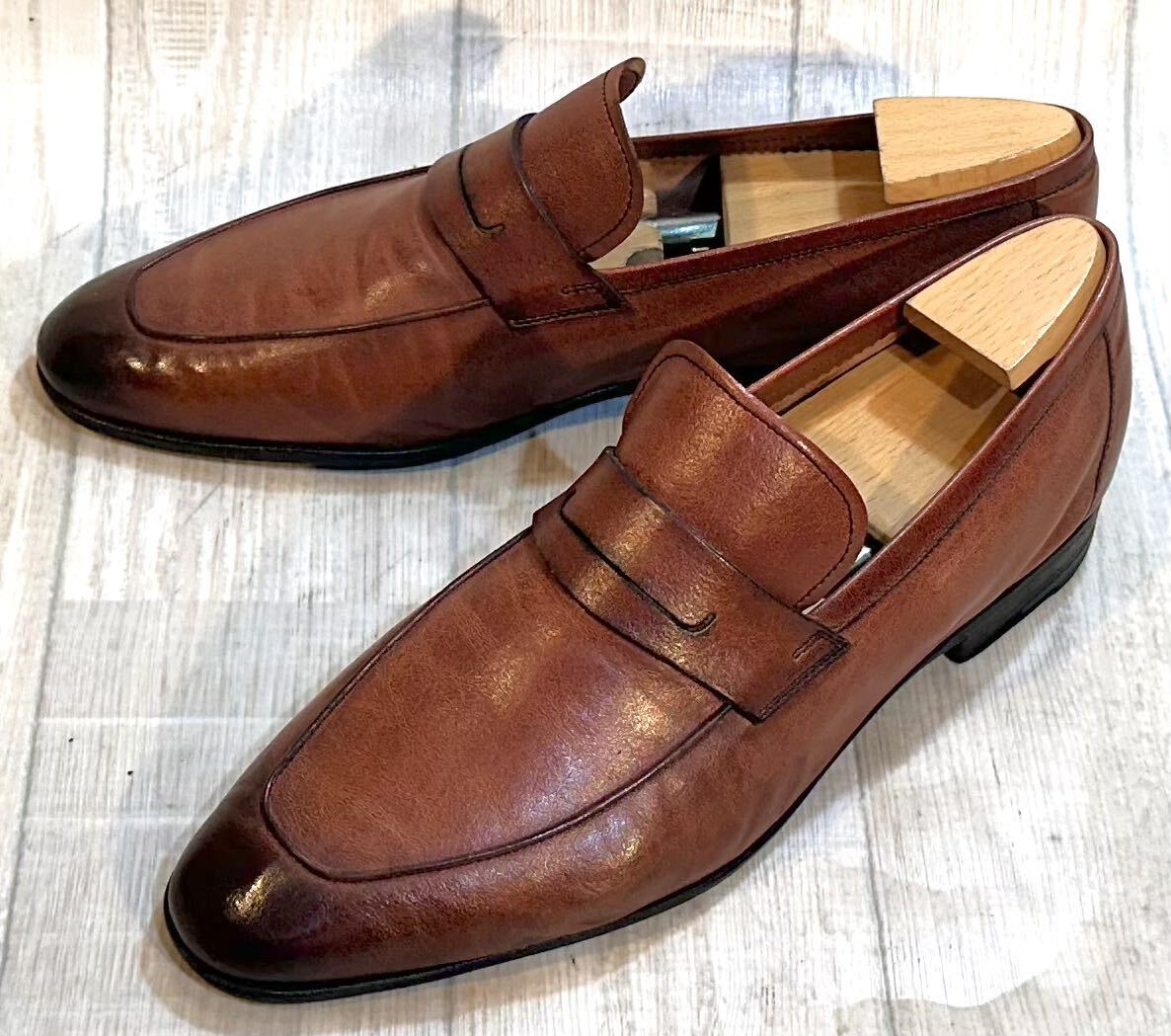 Berluti ベルルッティ◆25cm 6.5◆Uチップ コインローファー 革靴 本革 靴 ビジネスシューズ ドレスシューズ スリッポン ITALY製 茶 メンズ拍卖