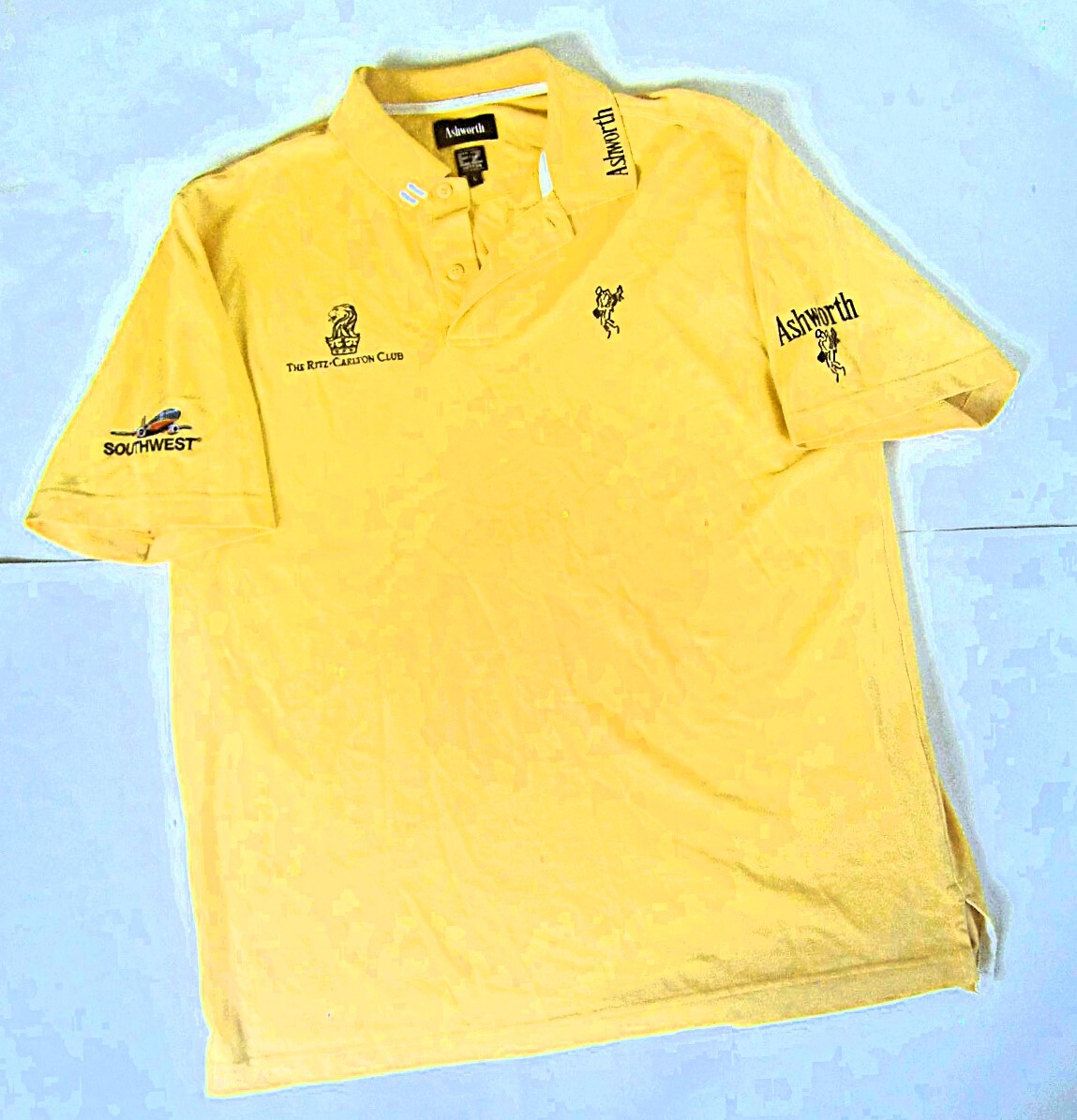 【即決 送料無料】アシュワース豪華刺繍ロゴ鹿の子半袖ポロシャツ★ザリッツカールトンクラブSOUTHWEST航空/メンズ3XLカーキ/大きいサイズ拍卖