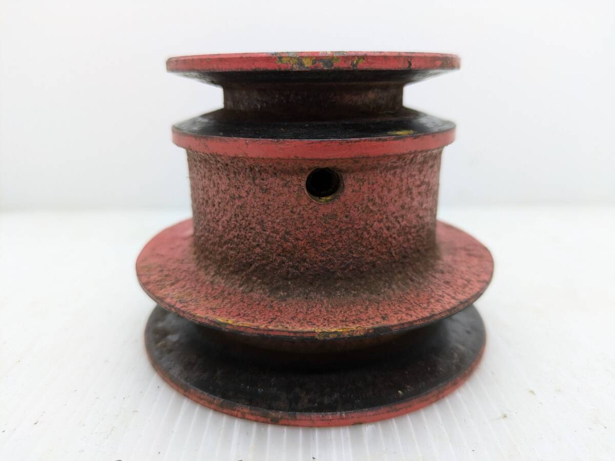No.九M●2連●プーリー●A/Bベルト●軸径Φ20mm●鍵幅5mm●外径Φ67.5/Φ89.5mm●全体厚み70mm●発動機●ワラカッター●エンジン●パーツ拍卖