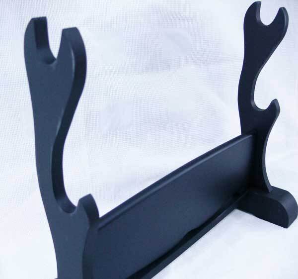 特級品 日本刀/木刀用/木製黒塗台2本掛 刀掛台/送料無料一部除く拍卖