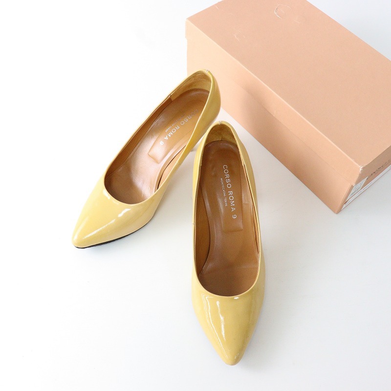 コルソローマ CORSO ROMA ポインテッドトゥ ヒール パンプス 36.5/イエロー系 シューズ 23-24cm程度 クツ【2400013987868】拍卖
