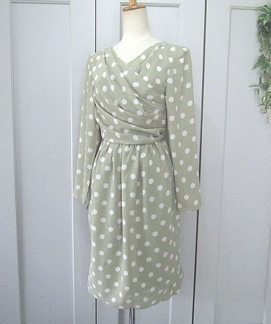 Lacul Rose ラクルローシュ ワンピース カシュクール風 ドレープ ドット 日本製拍卖