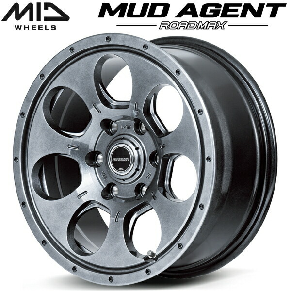 MID ROADMAX MUD AGENT ホイール1本 メタリックグレー 6.5J-16インチ 6穴/PCD139.7 インセット+38拍卖
