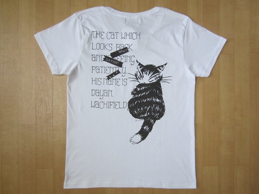わちふぃーるど 革工房 40周年 ダヤン 両面プリント Tシャツ M ホワイト Wachifield Dayan 池田あきこ 絵本 猫 ネコ キャット Cat イラスト拍卖
