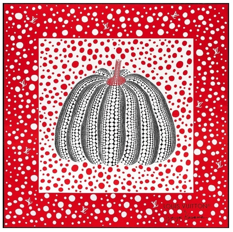 新品未使用希少完売 LOUIS VUITTON ルイヴィトン LVxYK 草間彌生 コラボスカーフ カレ90 パンプキン 赤拍卖