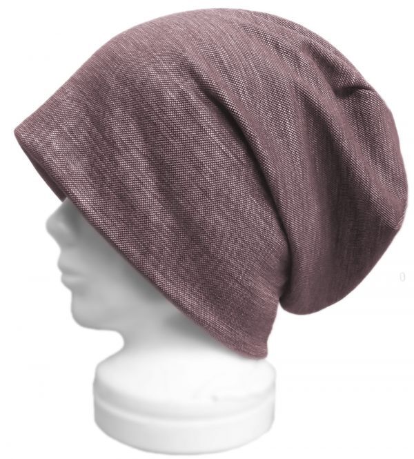 ◇送料無料◇ ハンドメイド◆ルーズワッチキャップ◆綿麻ジャガード織ニット/杢エンジ ◇ゆったり・小顔効果・オールシーズン着用◇拍卖