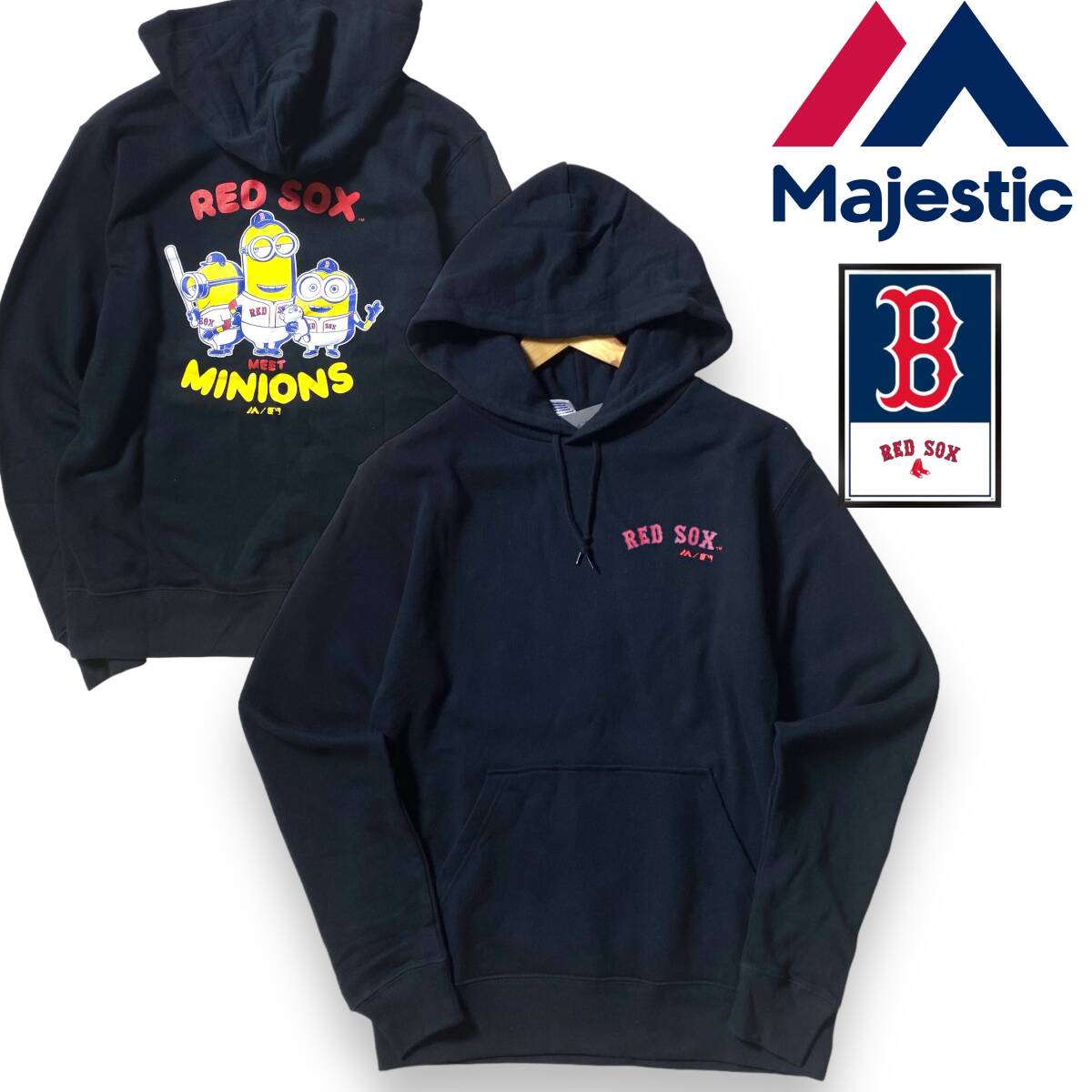 【S】新品 マジェスティック レッドソックス パーカー MAJESTIC MLB ミニオンコラボ 限定 スウェット メジャーリーグ ◆R1213拍卖