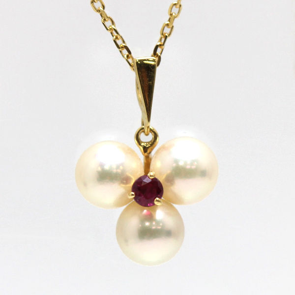 MIKIMOTO ミキモト パール&ルビーネックレス 約40cm 約6mm K18 18金 ゴールド 真珠 22368拍卖